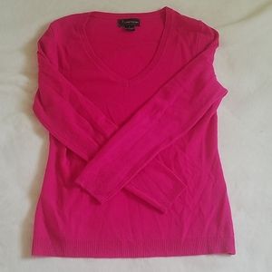Hot Pink V Neck Cashmere Sweater